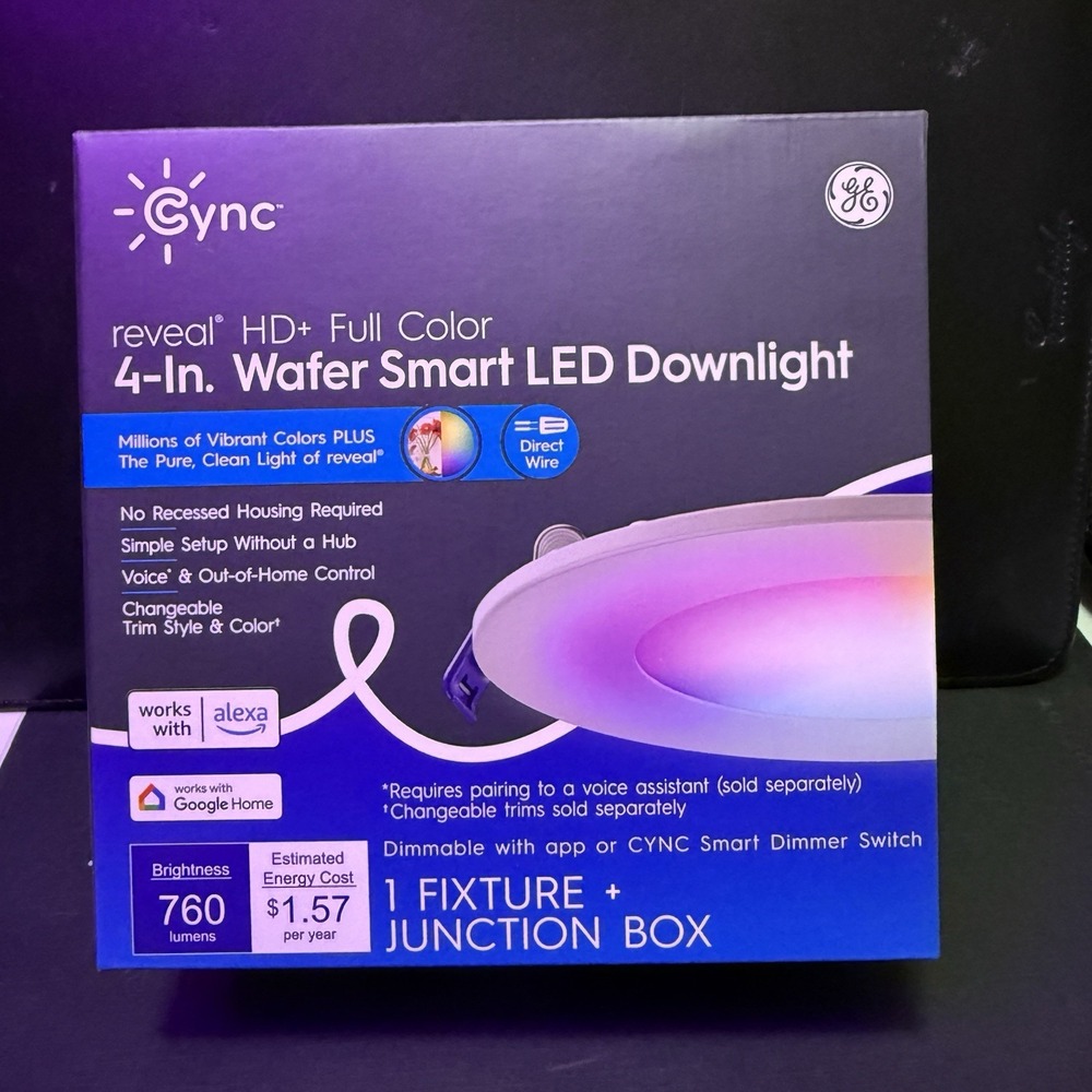 GE Cync Reveal HD+ 4" Smart LED Wafer Downlight Full Color Alexa Google WiFi New